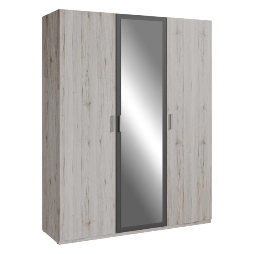 Szafa z lustrem 170 cm Dąb Piaskowy / Uni Wolfram Szary